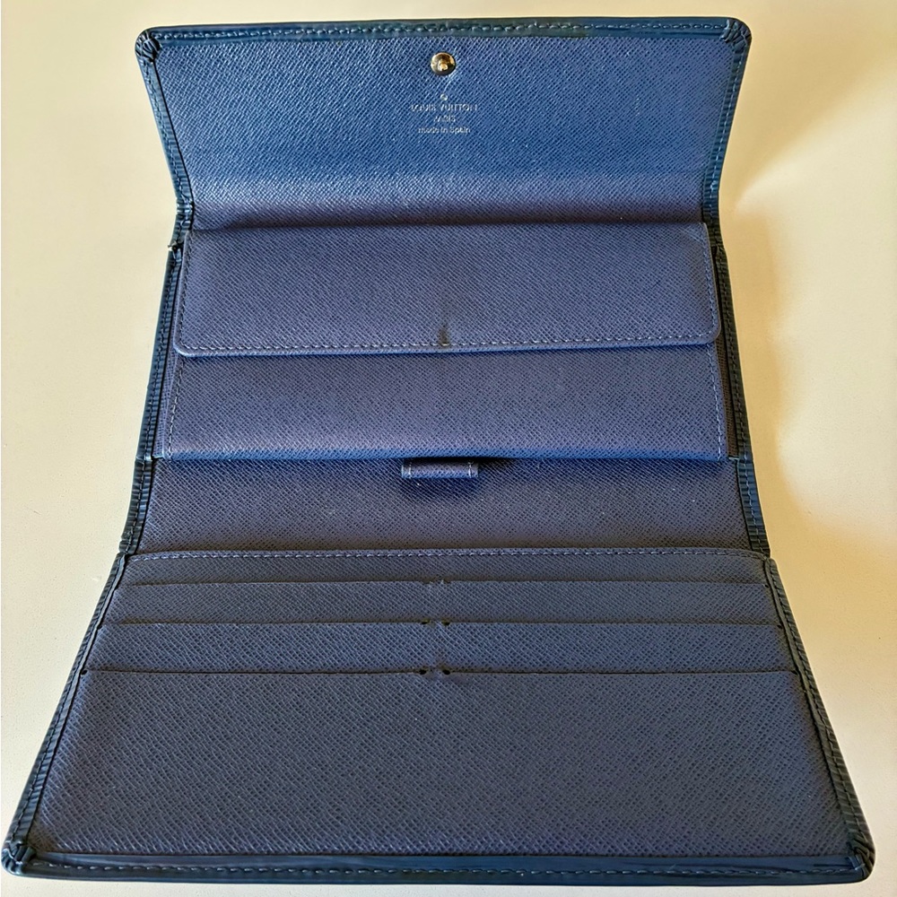 Louis Vuitton Navy Blue Fold-Over Leather Wallet